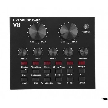 SOUND CARD V8 SCHEDA AUDIO LIVE REGOLABILE CON EFFETTI