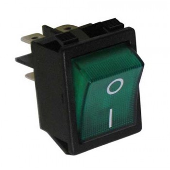 INTERRUTTORE A BILANCIA BIPOLARE 10A/16A (ON-OFF) 22x29 LUMINOSO VERDE