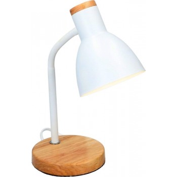 LAMPADA CLASSIC BIANCA CON BASE LEGNO DA TAVOLO