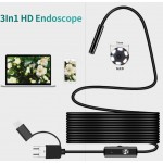 TELECAMERA ENDOSCOPICA USB/MICRO USB/USB TYPE C CON LUCE LED LUNGHEZZA MT.5