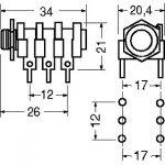 PRESA PANNELLO E CIRCUITO STAMPATO D.6,3 STEREO CON INTERRUTTORE ISOLATA