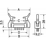 CONNETTORE MASCHIO PER CONNETTORI A PERFORAZIONE DI ISOLANTE PASSO 2,54mm POLI 24