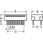 CONNETTORE ZOCCOLO DUAL LINE PER CAVO PIATTO PASSO 2,54mm POLI 20