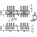 CONNETTORE STRIP LINE MASCHIO DA CIRCUITO STAMPATO PASSO 2,54mm POLI 40 ANGOLO