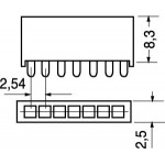 CONNETTORE STRIP LINE FEMMINA DA CIRCUITO STAMPATO PASSO 2,54mm POLI 40