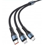 CAVO USB A - USB 3 IN 1 MICROusb, LIGHTNING, TYPE-C MT.1,2 3A